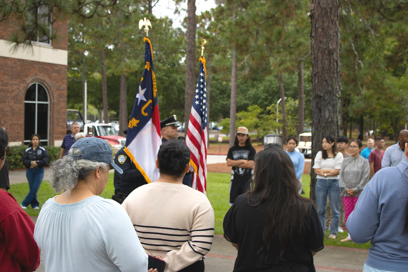 Students, faculty, and community members gathered at SCC’s First Responders Memorial during the 9/11 remembrance ceremony.