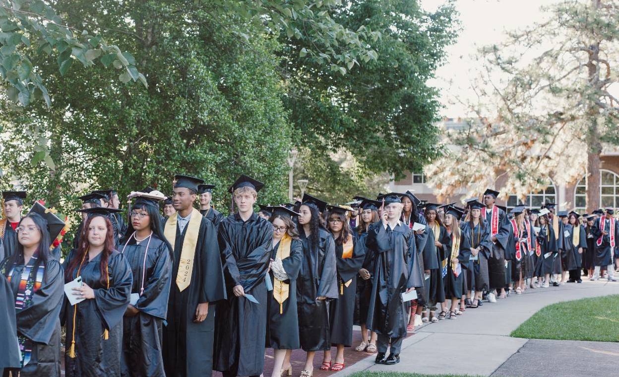 Graduates in a line