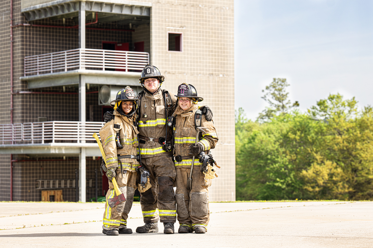 two fire protection students in uniform