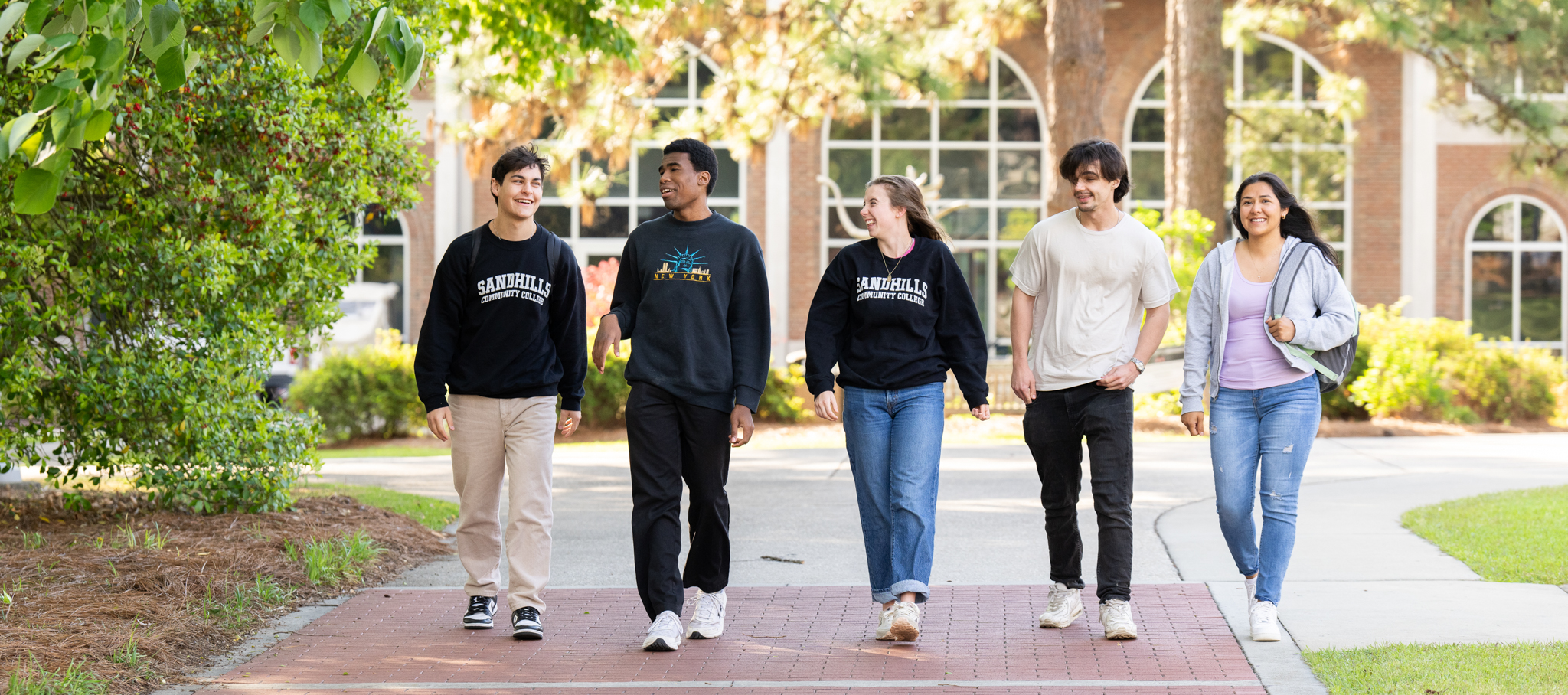 students walking on campus
