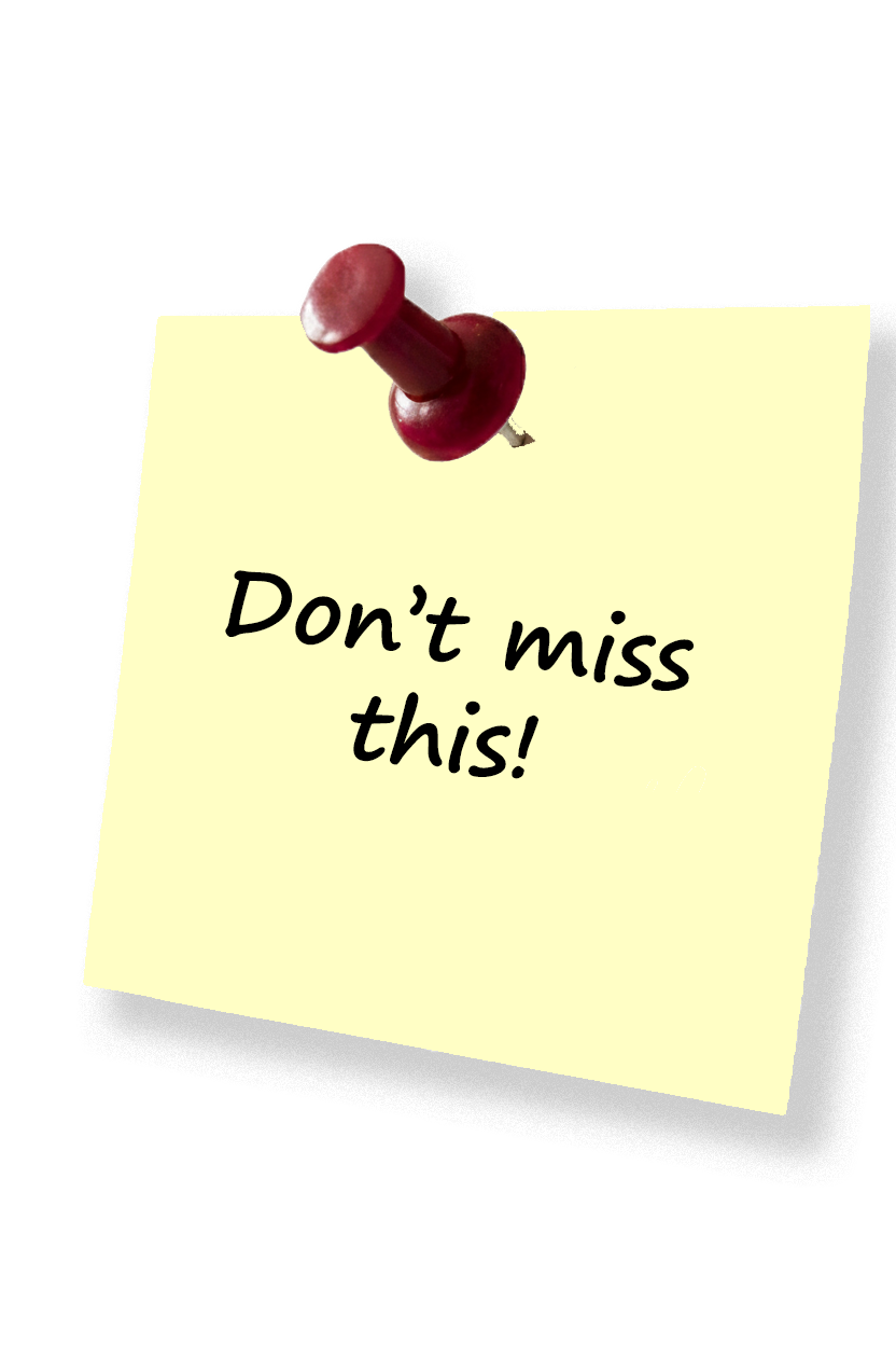 Sticky note with "Don't miss this!" written on it