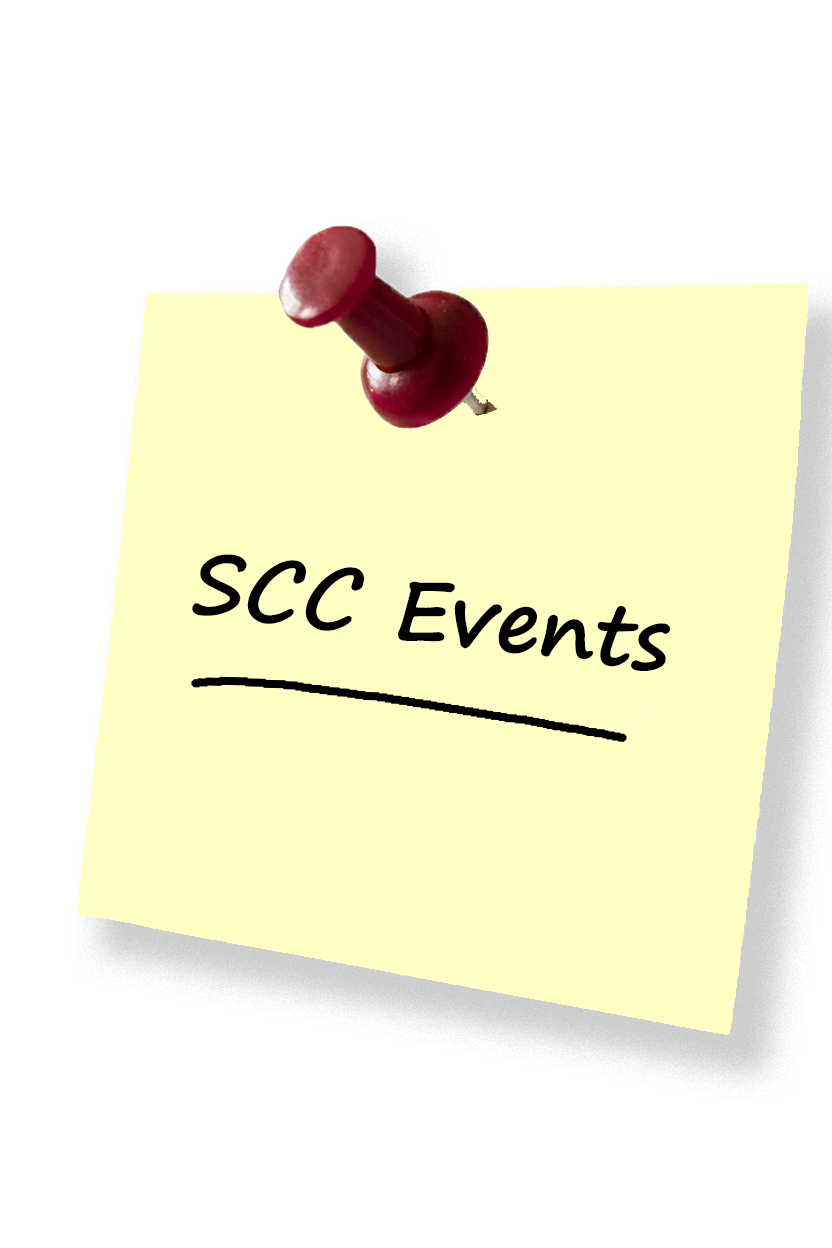 Sticky note with "SCC Events" written on it