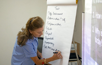 Training session recently held at PTT in Raeford, North Carolina, with facilitator and staff members.