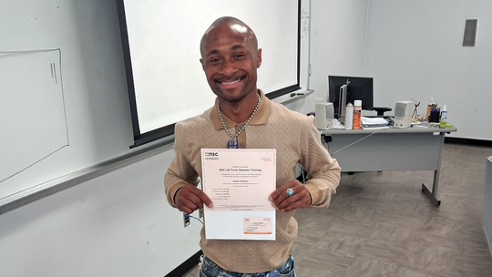 Joseph Littlejohn holds a workforce training certificate at Sandhills Community College.