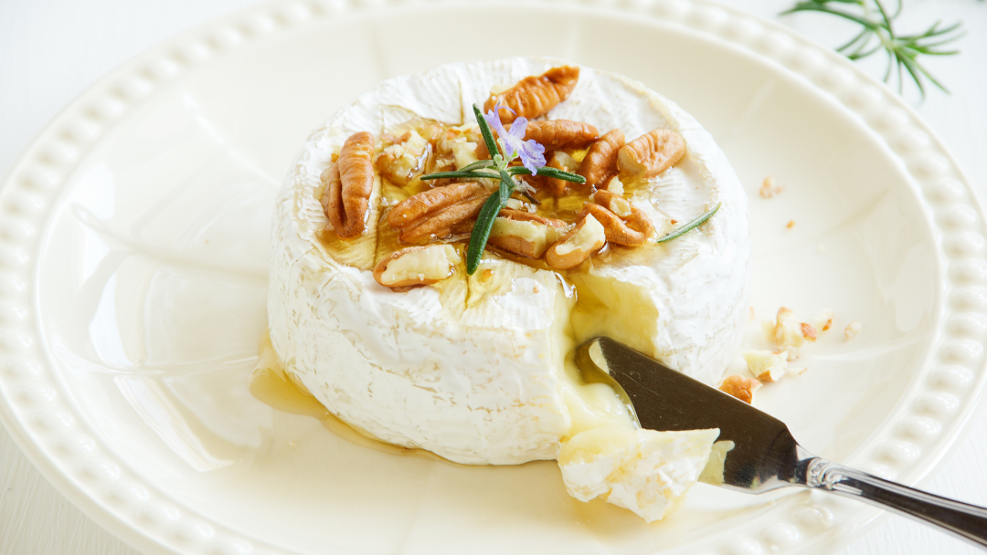 Pictured is baked brie