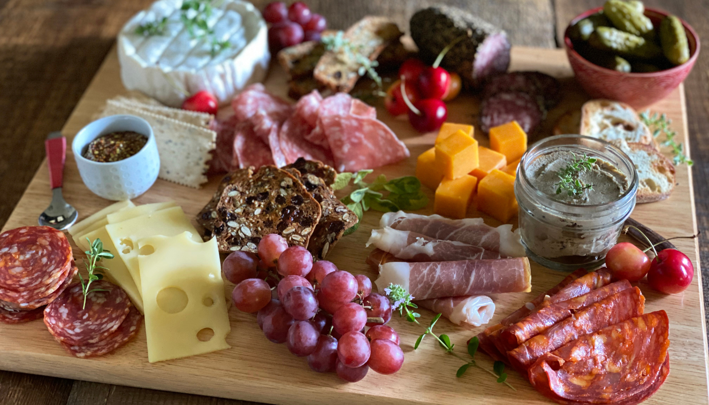 A charcuterie board 